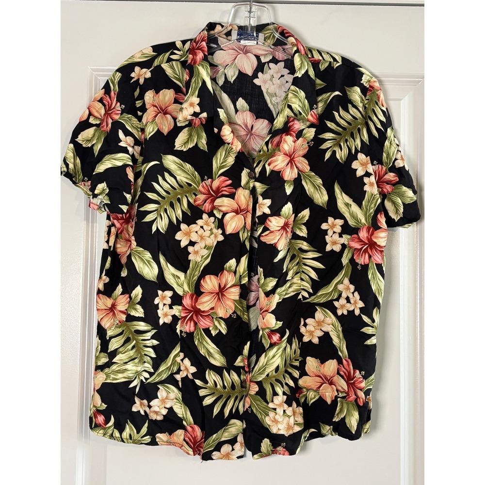 Vintage Bishop St Apparel Hawaiian Shirt Mens Large Multicolor Floral Button‎ Up